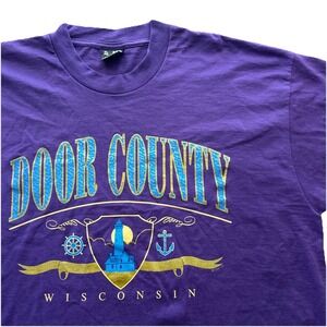 Vintage 1994 Door County Wisconsin Men's XL Purple Single Stitch T-Shirt USA 90s